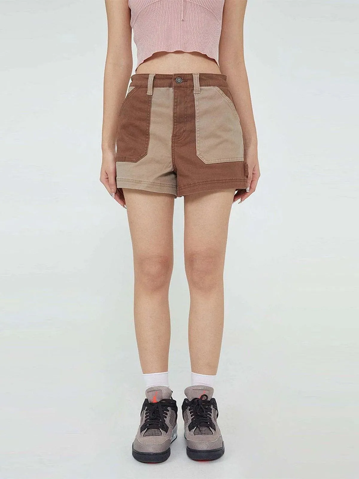 AlanBalen® - Color Patchwork Slim Fit Denim Shorts