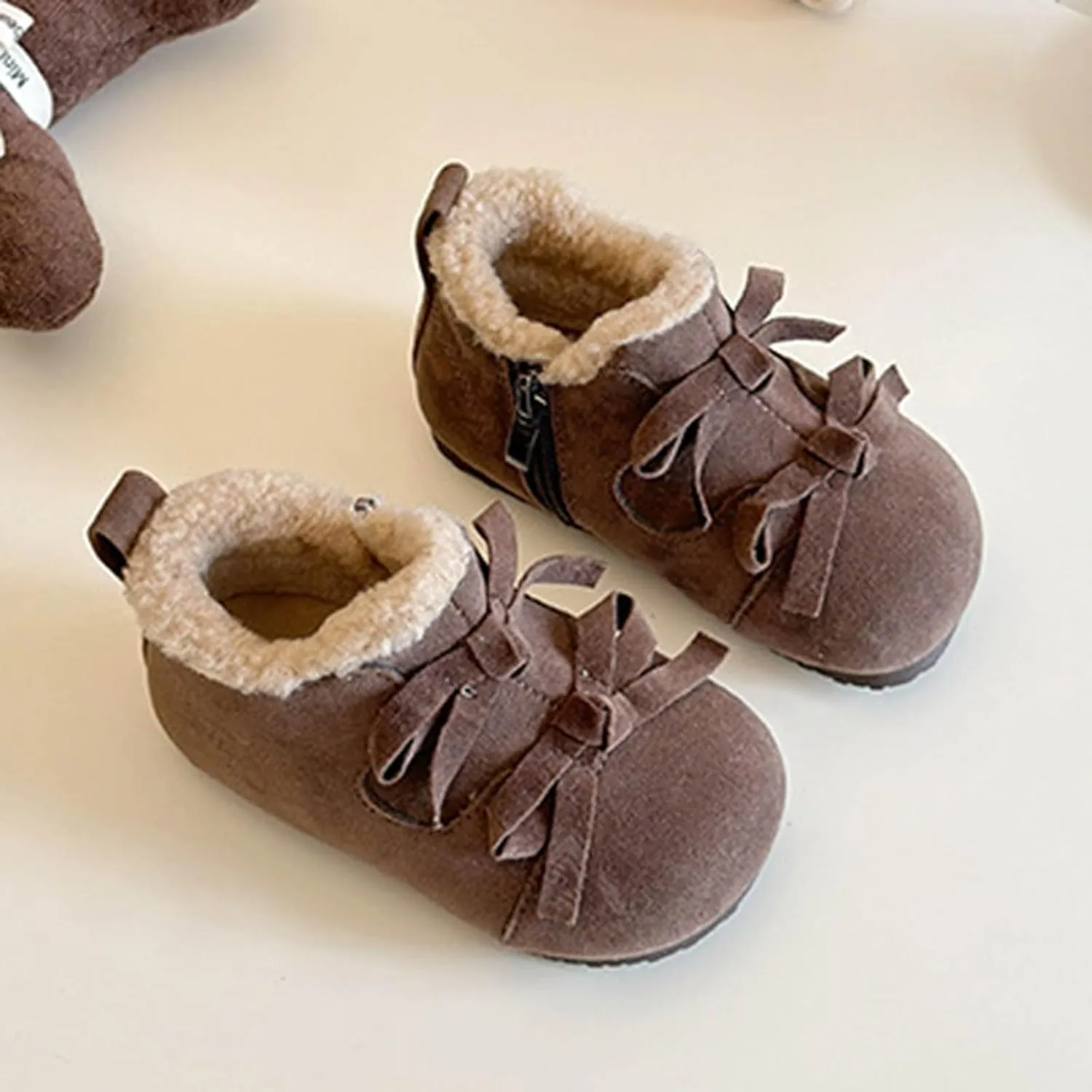 Boys Girls Faux Fr Lined Suede House Slippers Cozy Soft Memory Foam Breathable Indoor Outdoor Warm Tall Boots Girls