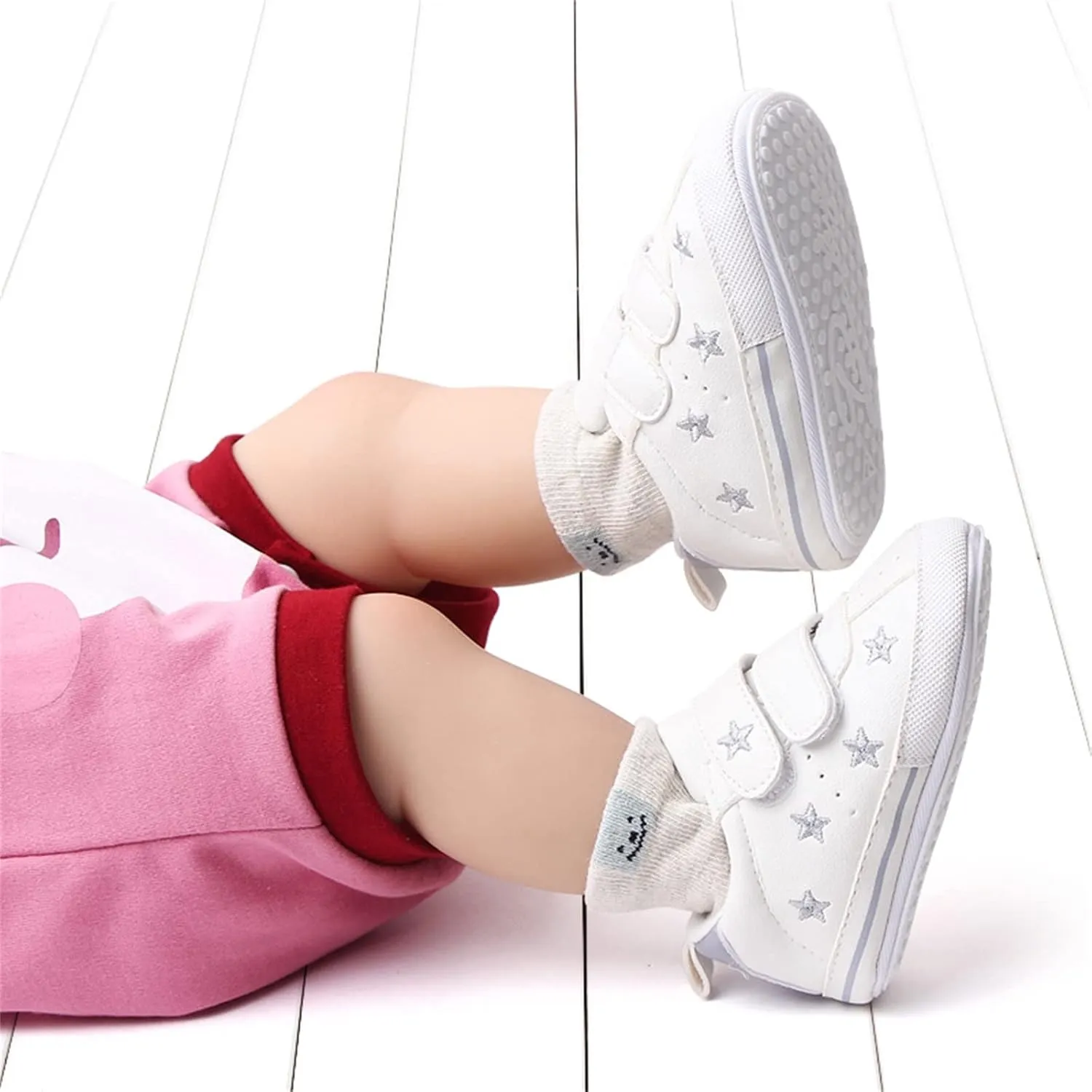 Heart Pattern Baby Girls Loafers Prewalker Dress Shoes Infant Cute Double Strap Flat Bottom Casual Sports Shoes