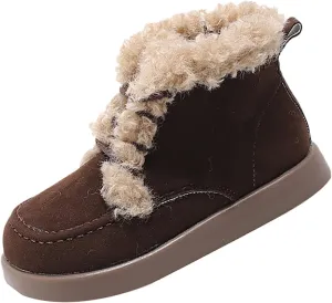 Infant Unisex Warm Plush Lined Soft Boots Baby Winter Ankle Non-Slip Rubber Texture Sole Toddler Winter Snow Shoes
