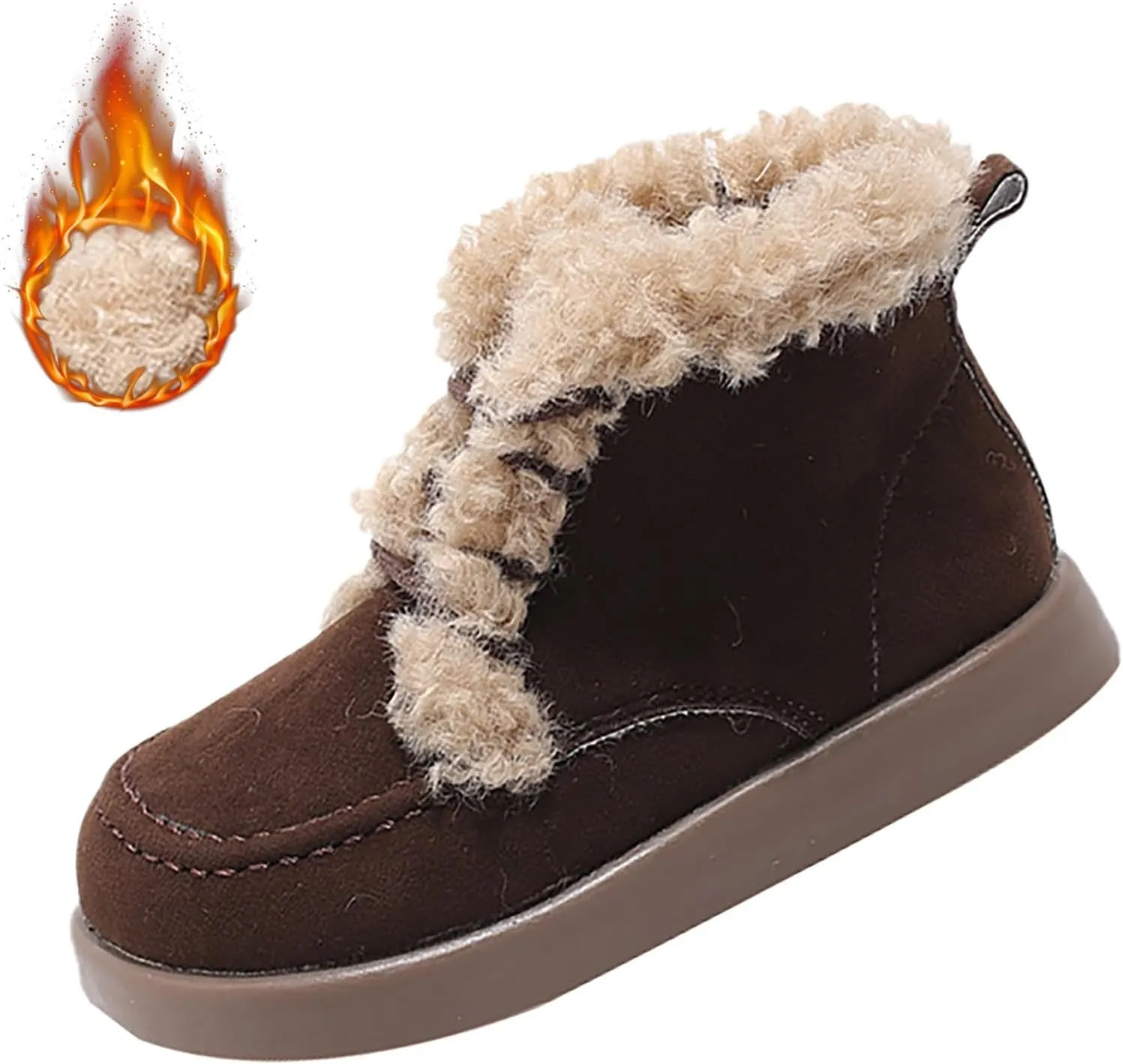 Infant Unisex Warm Plush Lined Soft Boots Baby Winter Ankle Non-Slip Rubber Texture Sole Toddler Winter Snow Shoes