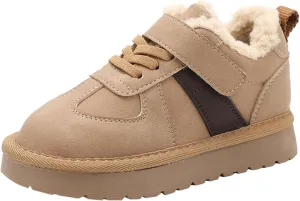 Kids Fleece Lined Sneakers Comfortable Cozy Warm Lightweight Non Slip Thick Athletic Walking 6c Boots for Toddler Girl