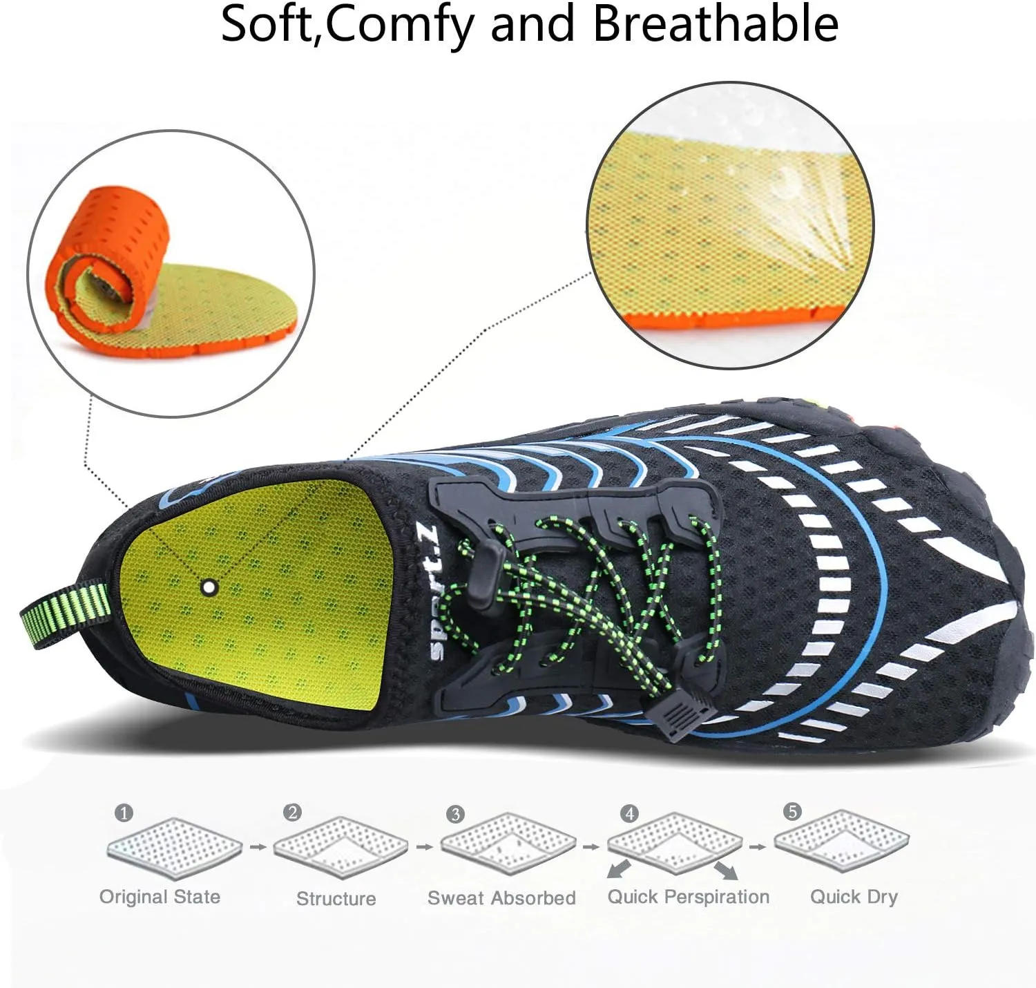 MAYZERO Water Shoes Men Women Swim Surf Shoes Beach Pool Shoes Wide Toe Hiking Aqua Shoes Winter House Slippers