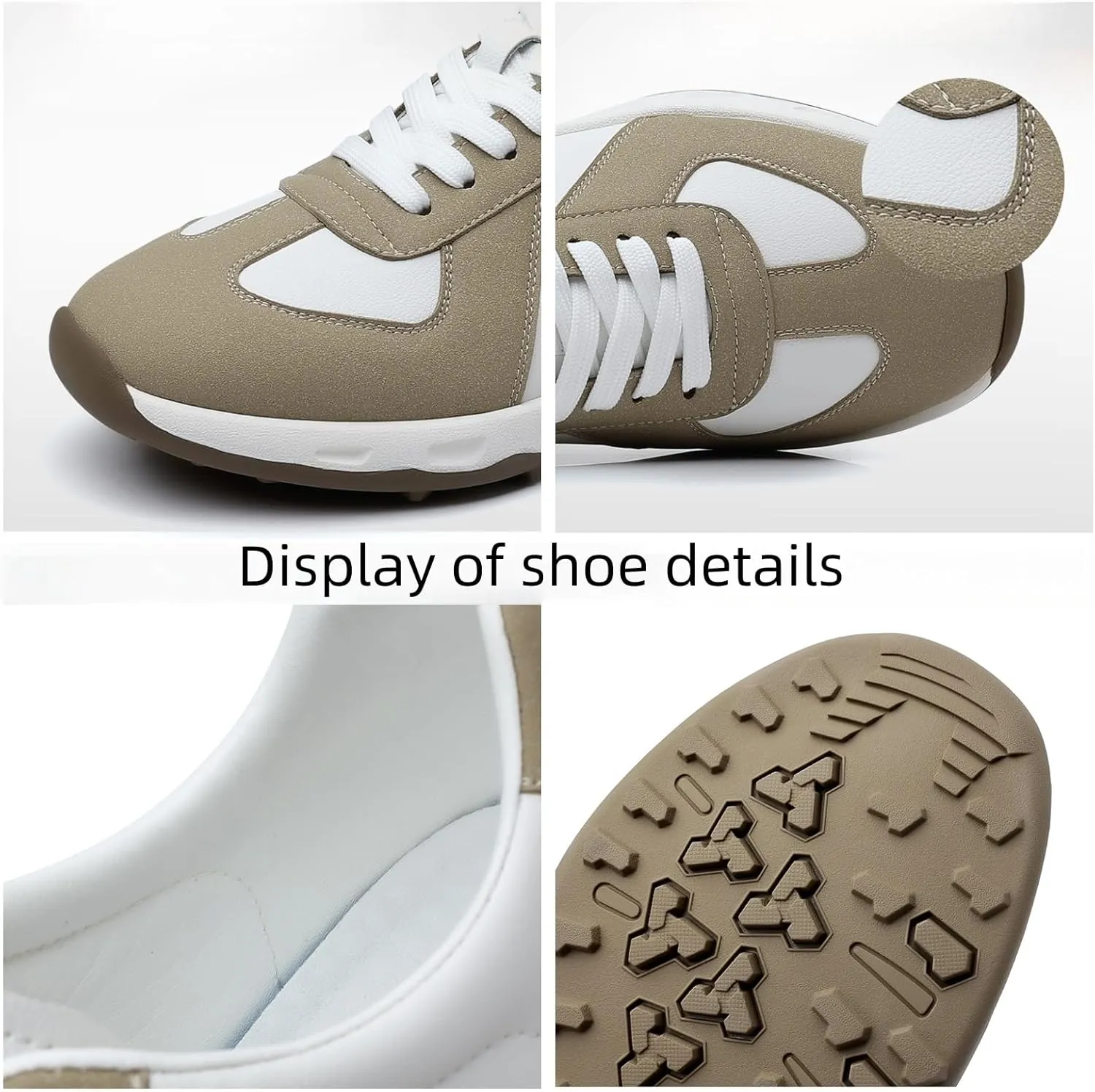 Men's Fashion Leather Lace Up Sneakers Casual Lightweight Low Top Non Slip Athletic Sport Shoes for Running Driving Walking Tennis