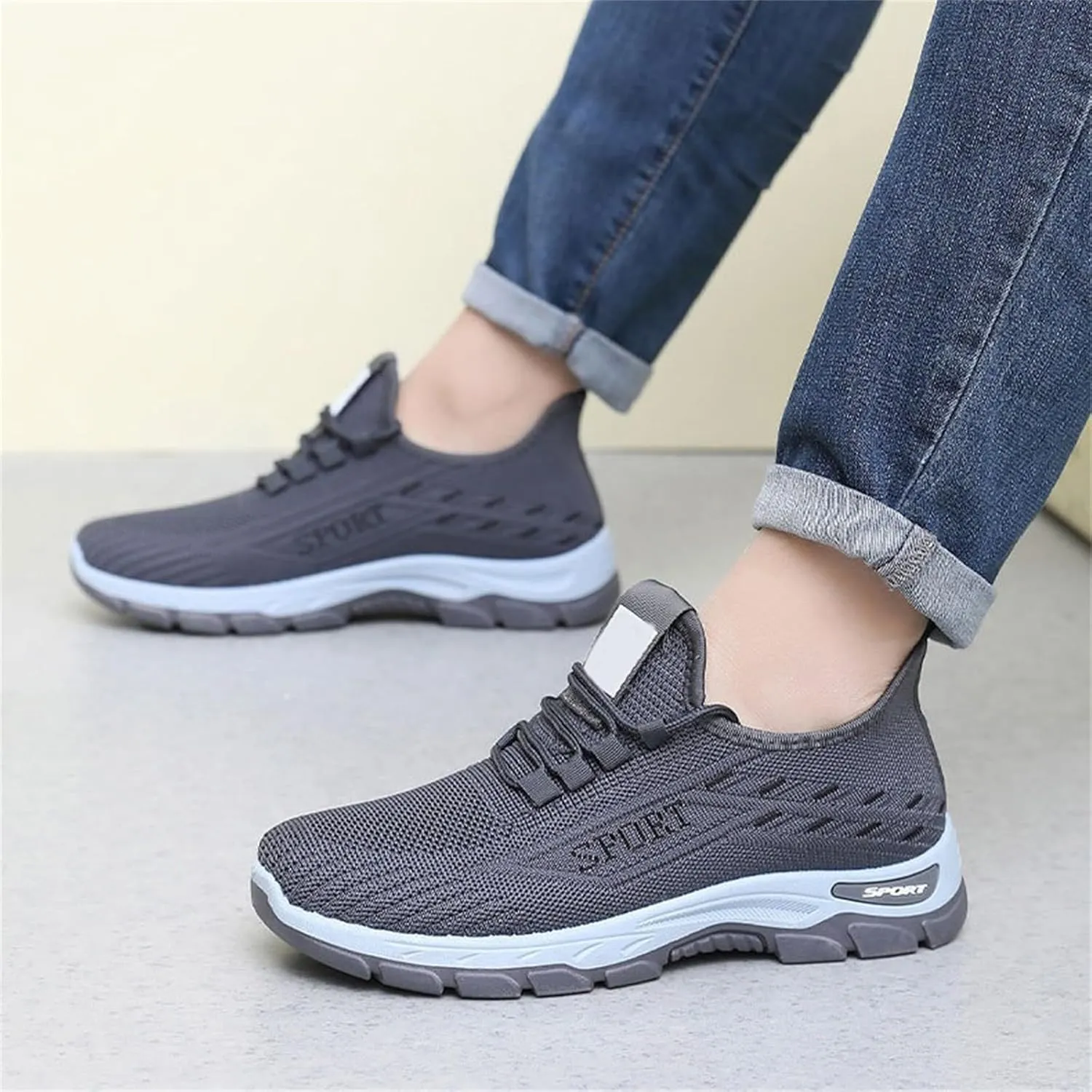 Orthowear Shoes for Women Men Lightweight Non Slip Tennis Athletic Shoes,Soft-Soled&Arch Support Gym Tennis Athletic Sneakers,Knitted Mesh Breathable Comfort Orthopedic Sneakers with Wide Toe Box