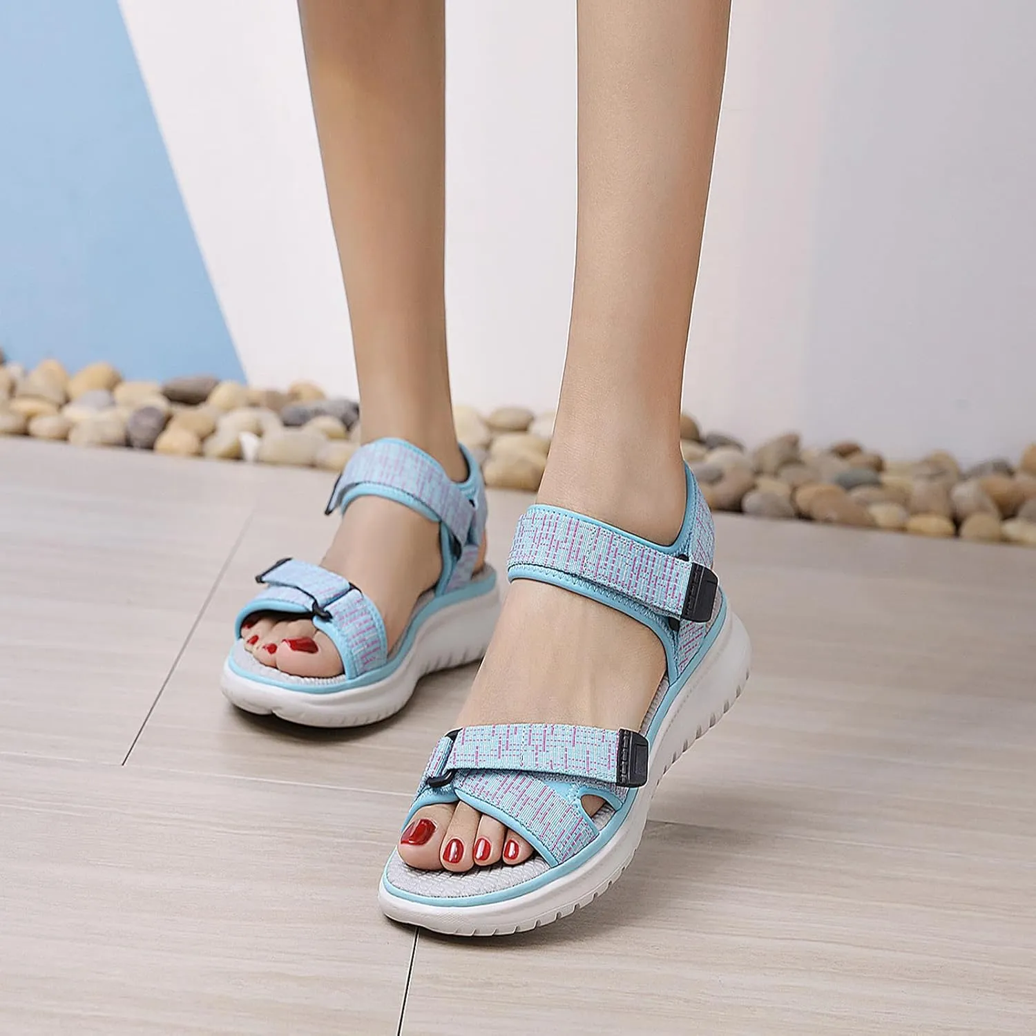 Semshedy Women Sports Sandals with Ankle Strap Walking Sandals Ladies Hiking Sandals for Summer Beach Athletic Sandals