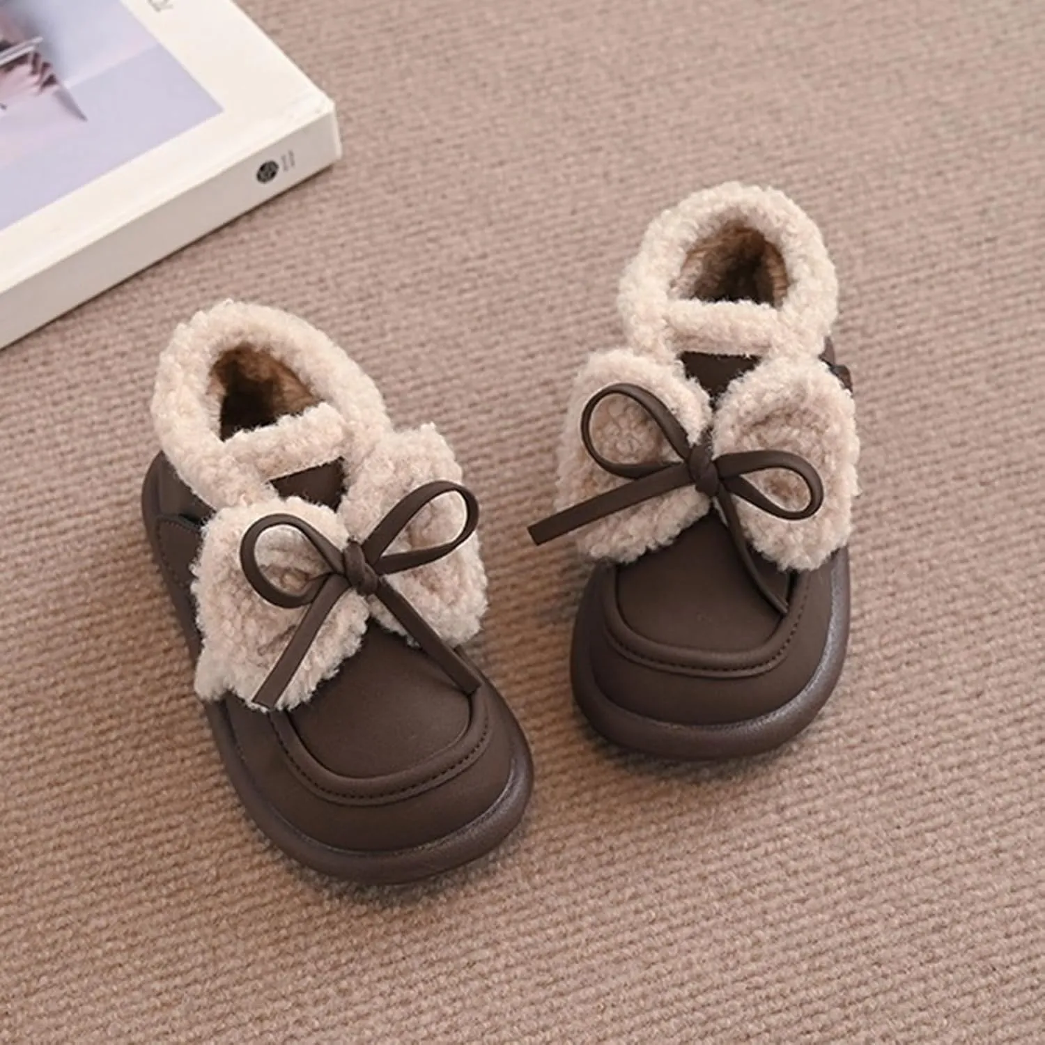 Toddlers Boots Girls Autumn Winter Cotton Shoes Plus Velvet Warm Versatile Short Boots Girls Baby Walking Shoes