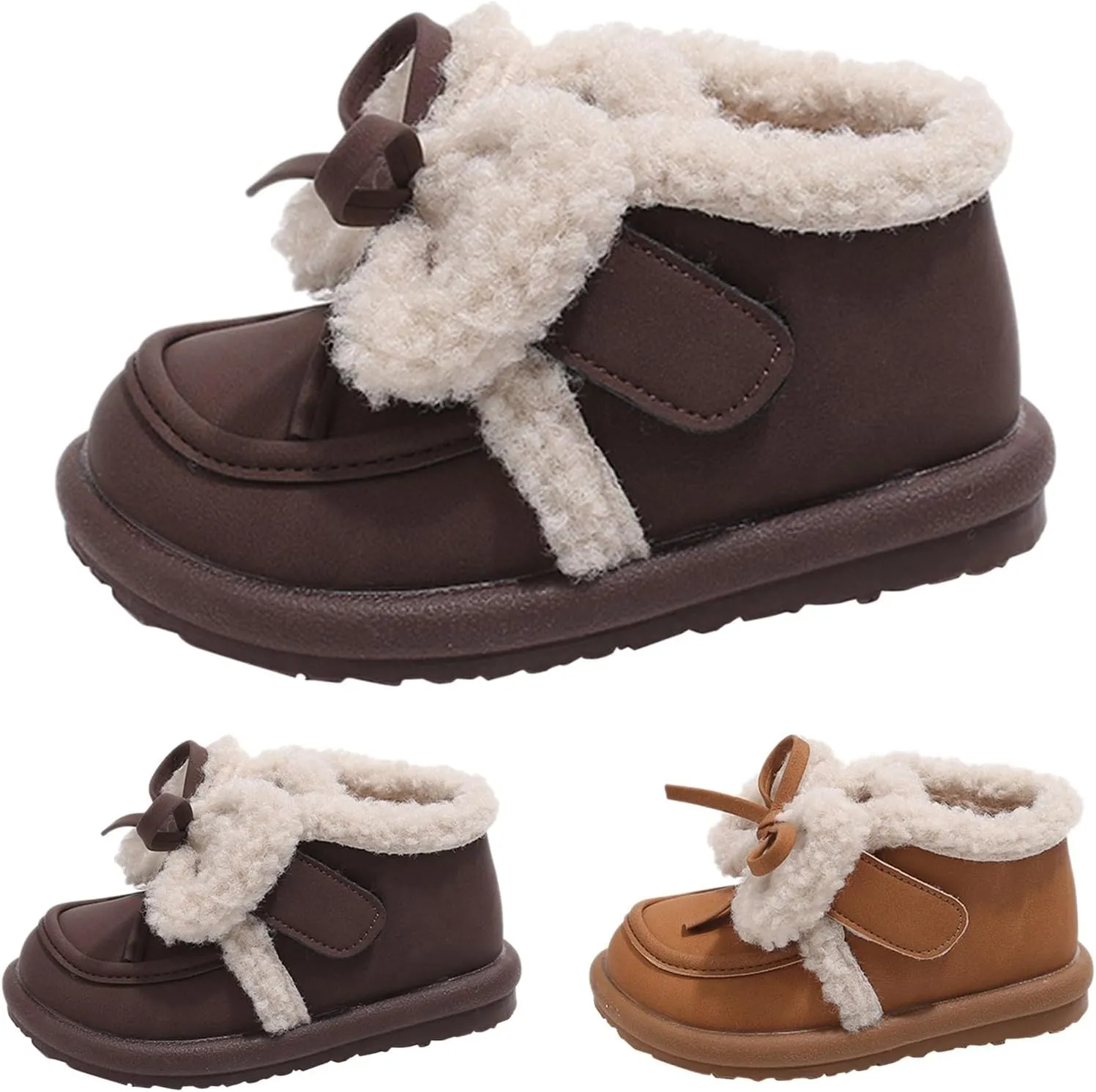 Toddlers Boots Girls Autumn Winter Cotton Shoes Plus Velvet Warm Versatile Short Boots Girls Baby Walking Shoes