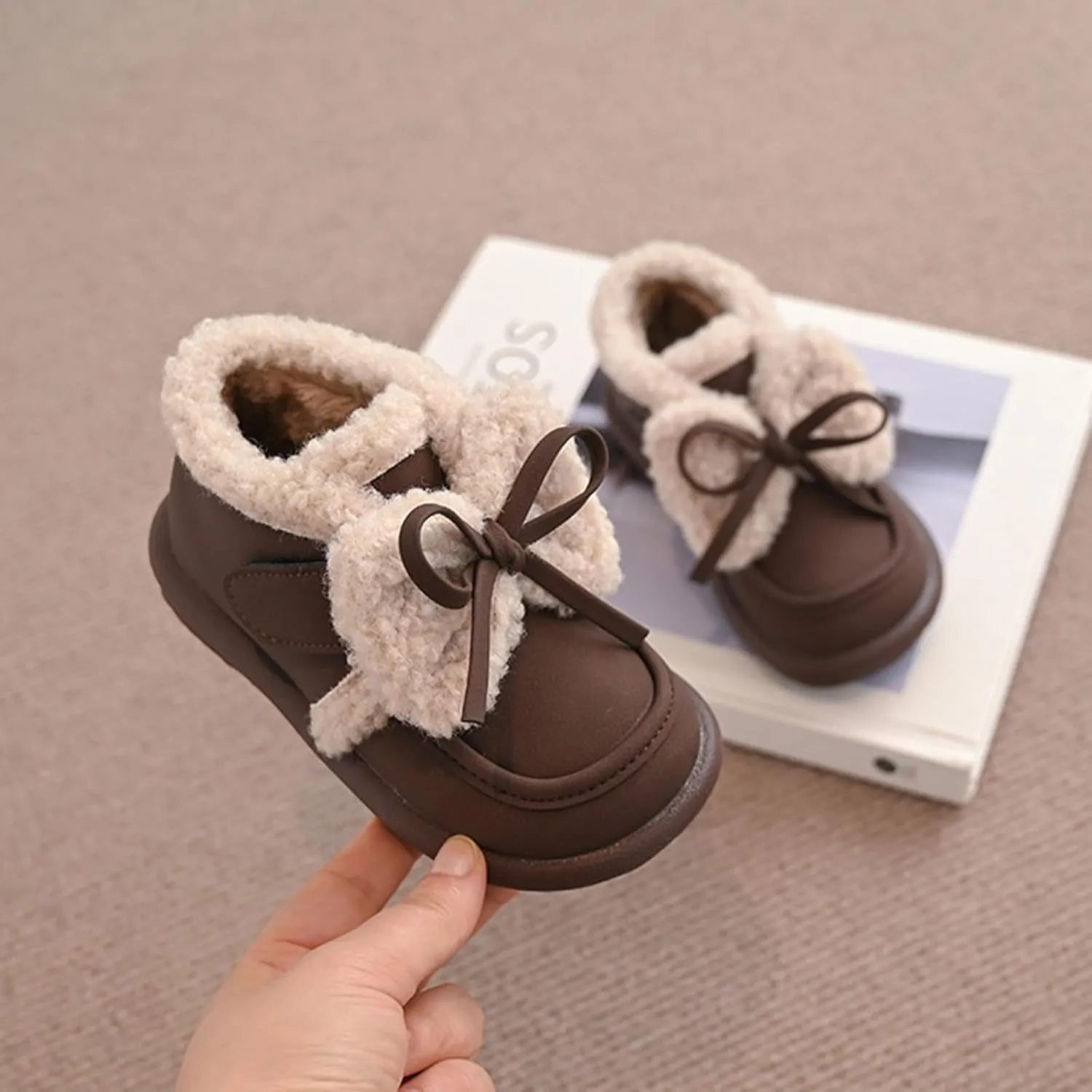 Toddlers Boots Girls Autumn Winter Cotton Shoes Plus Velvet Warm Versatile Short Boots Girls Baby Walking Shoes