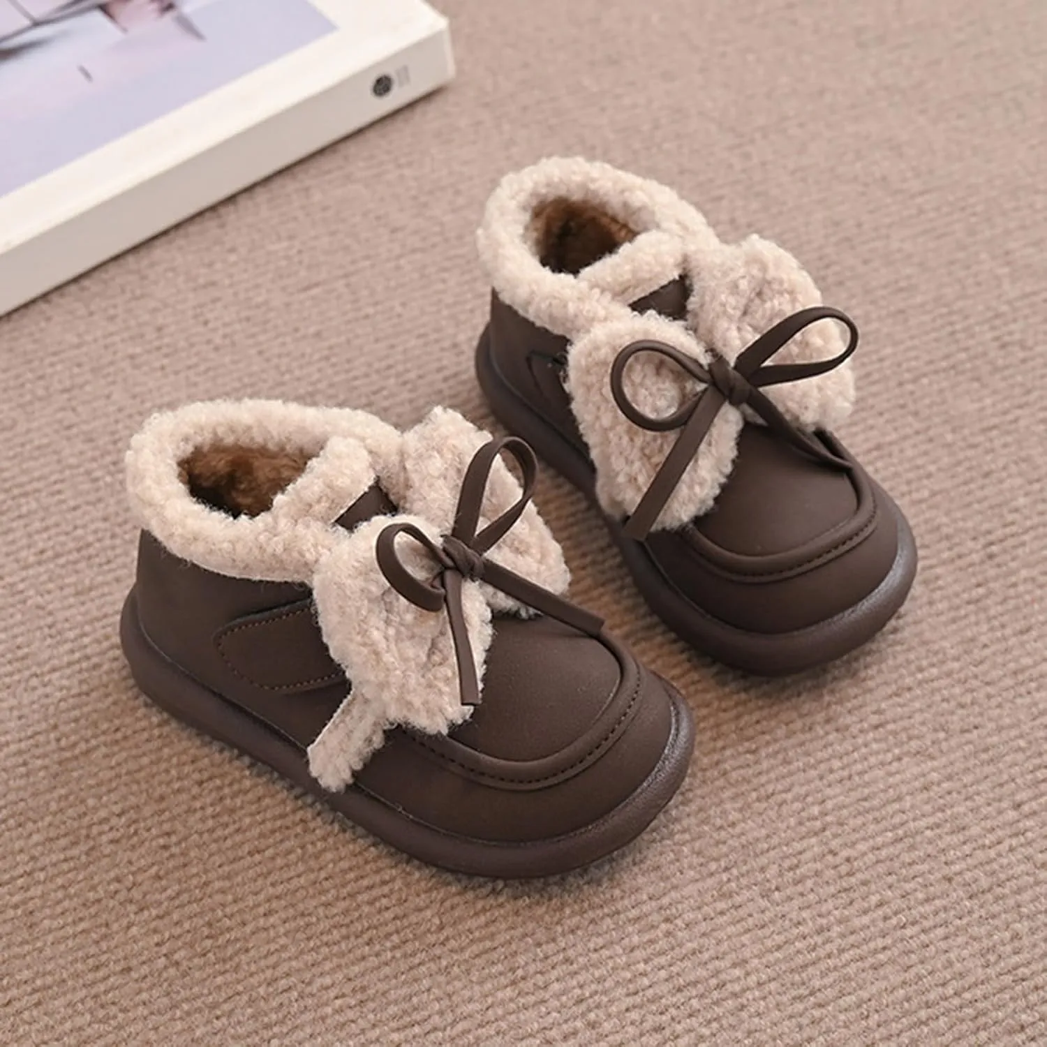 Toddlers Boots Girls Autumn Winter Cotton Shoes Plus Velvet Warm Versatile Short Boots Girls Baby Walking Shoes
